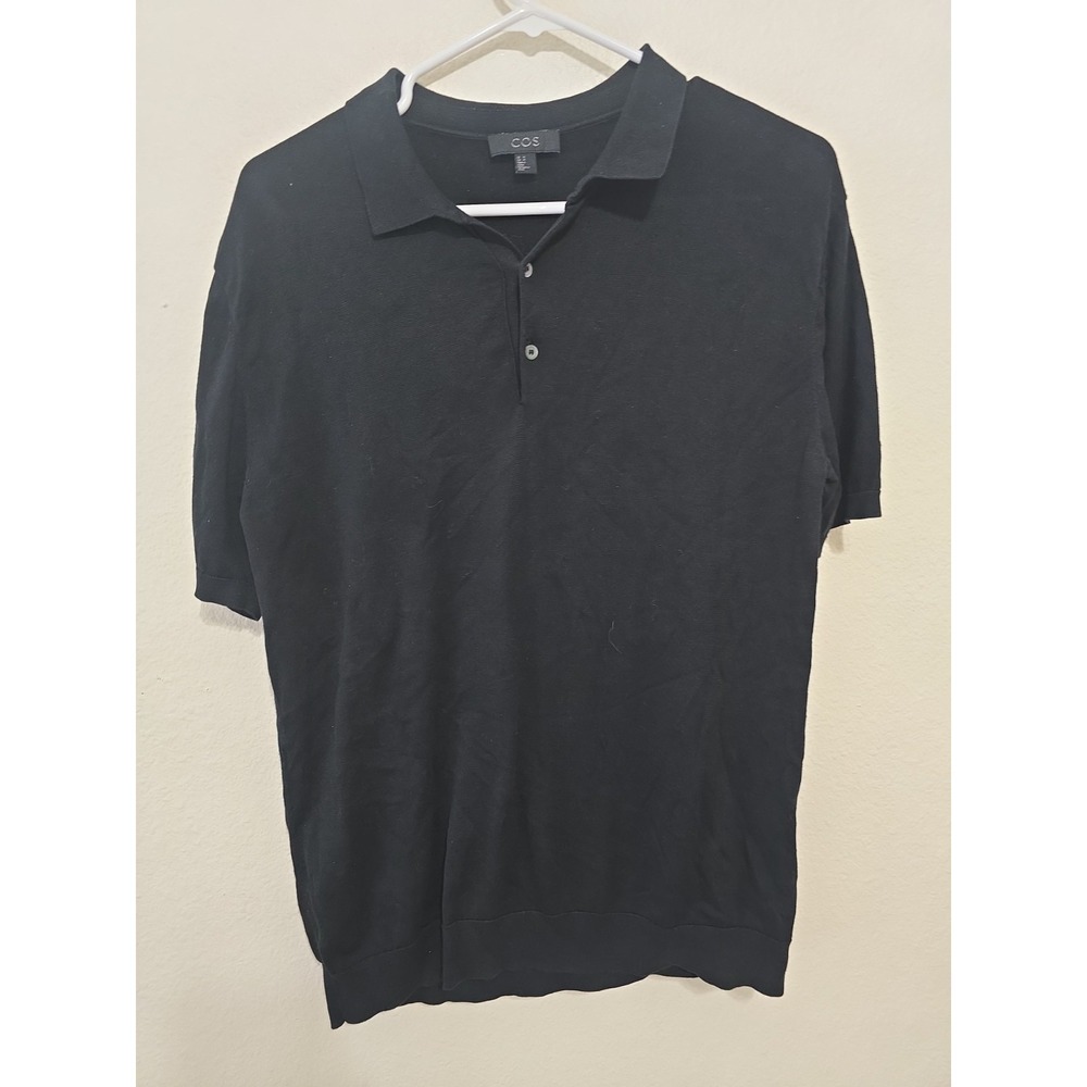 Cos Men's Slim Knitted Silk Polo Shirt Blue M
